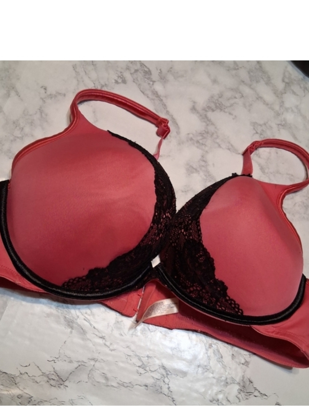 CACIQUE Push UP Pink Black Lace Wire Bra SIZE 40E (DD) (2D)